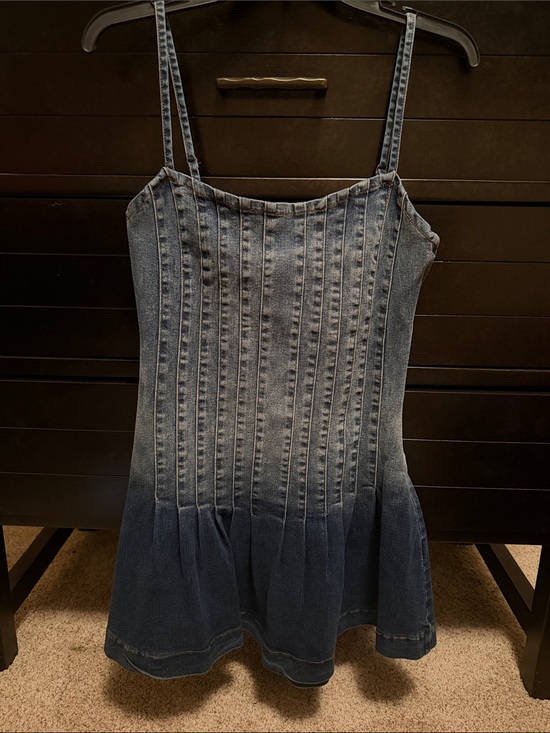 Lulus Dresses & Skirts - Lulu's Blue Denim Fit-and-Flare Mini Dress